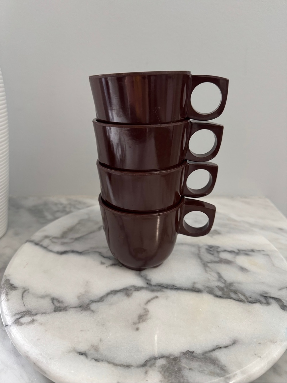 1970’s Melmac / melamine stacking coffee mugs - set of 4